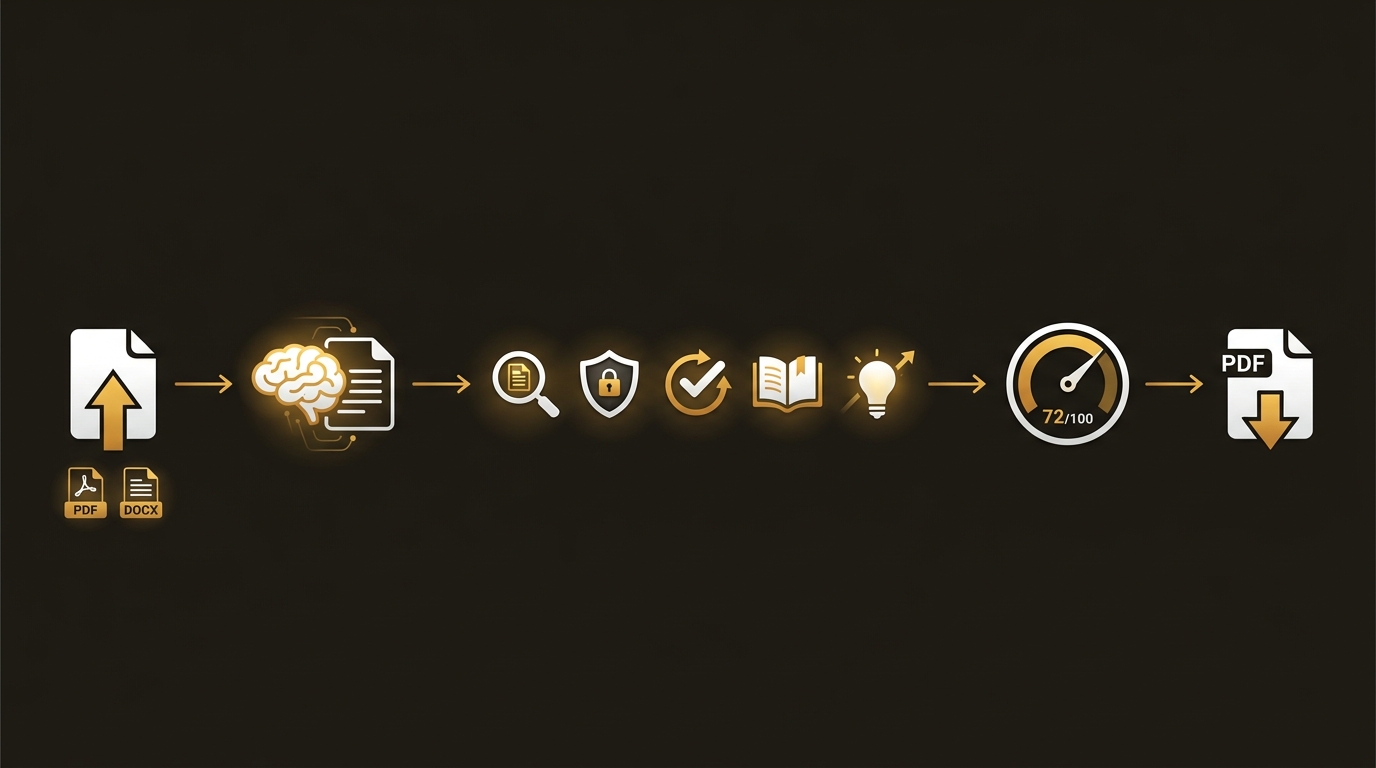 How the review process works — from upload to scored report